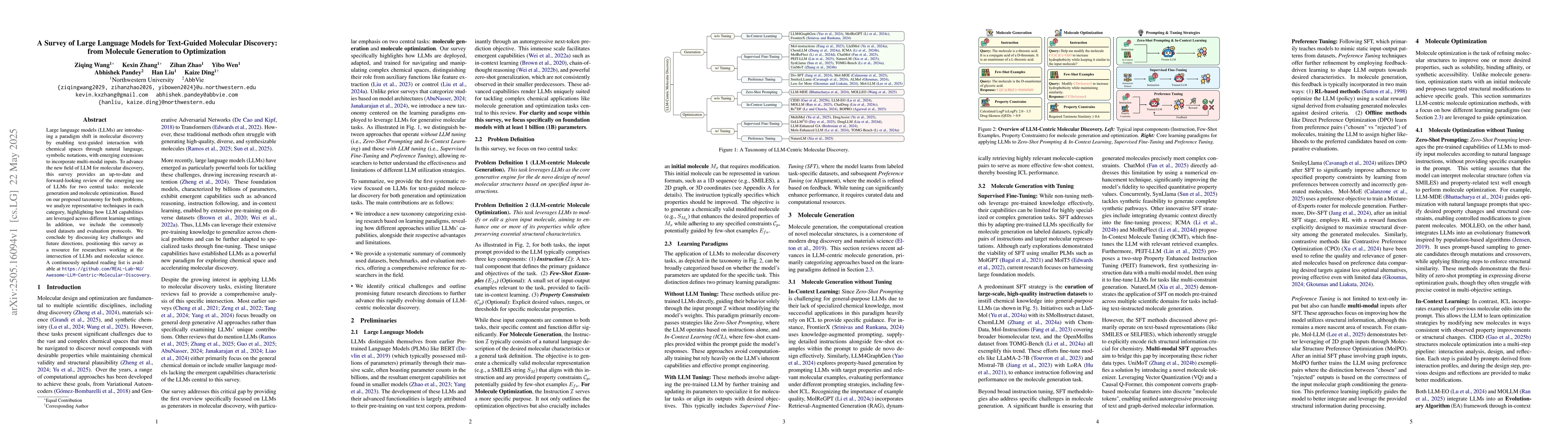 Thumbnail for A Survey of Large Language Models for Text-Guided Molecular Discovery:
  from Molecule Generation to Optimization