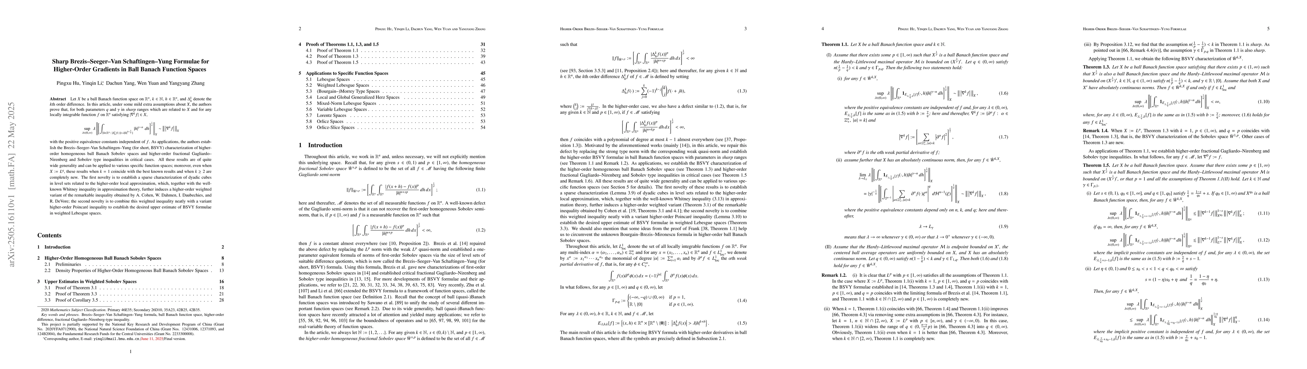 Thumbnail for Sharp Brezis--Seeger--Van Schaftingen--Yung Formulae for Higher-Order
  Gradients in Ball Banach Function Spaces
