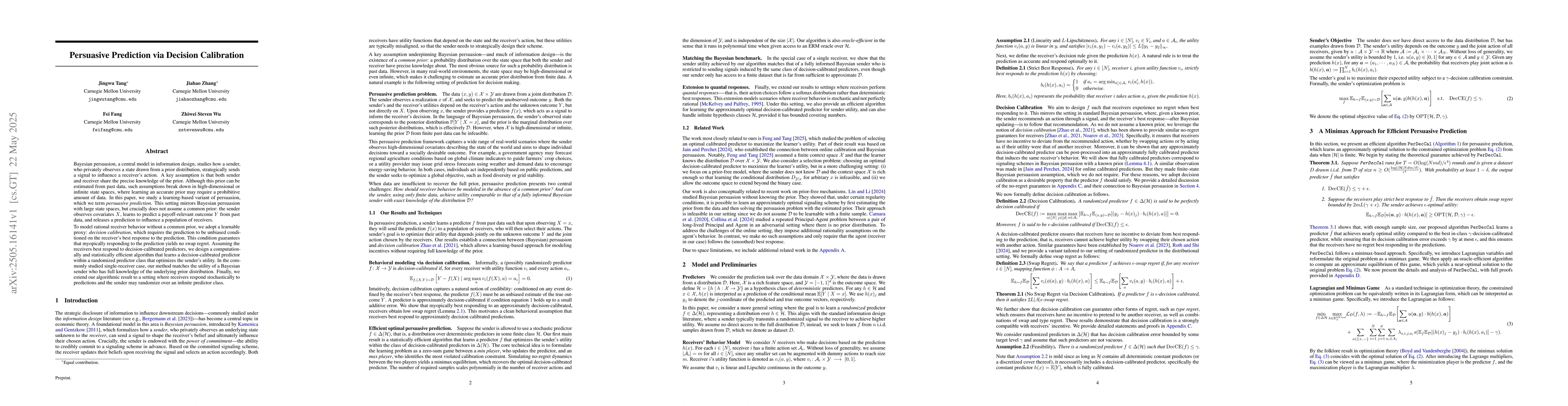 Thumbnail for Persuasive Prediction via Decision Calibration