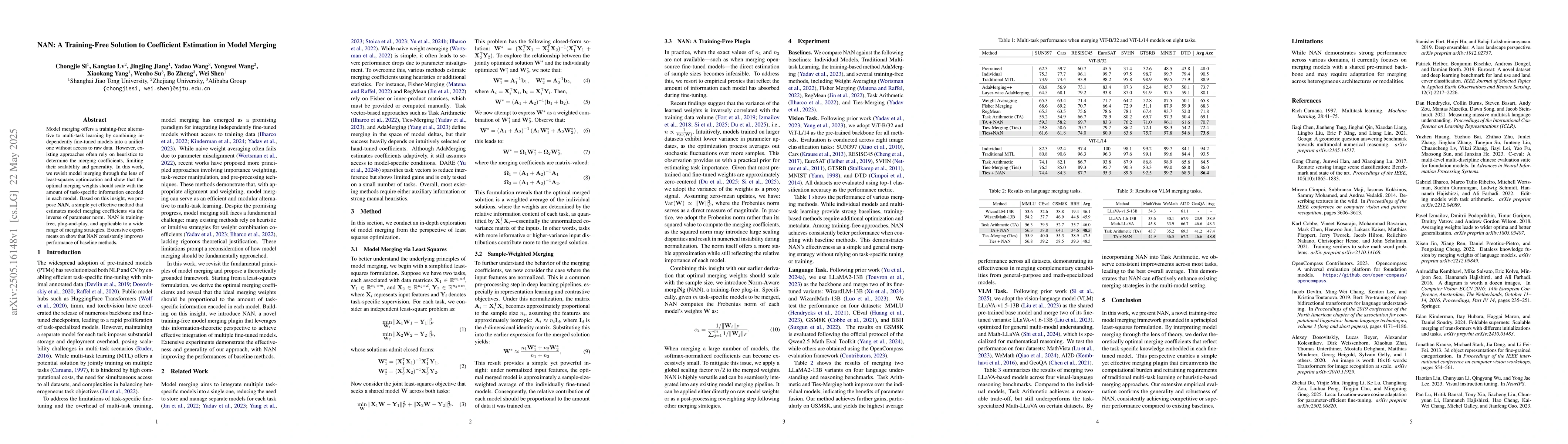 Thumbnail for NAN: A Training-Free Solution to Coefficient Estimation in Model Merging