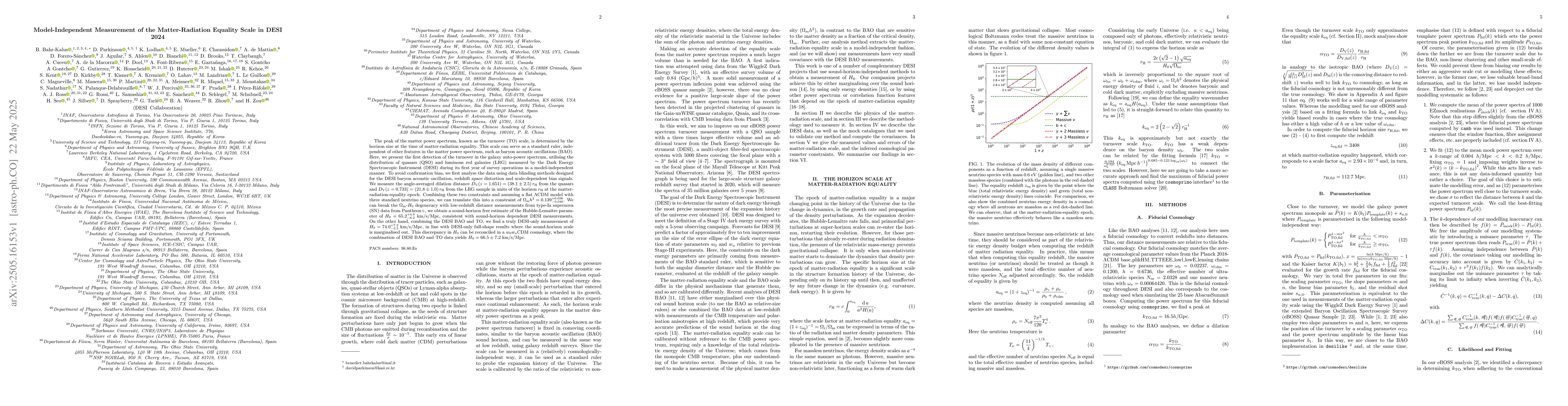 Thumbnail for Model-Independent Measurement of the Matter-Radiation Equality Scale in
  DESI 2024