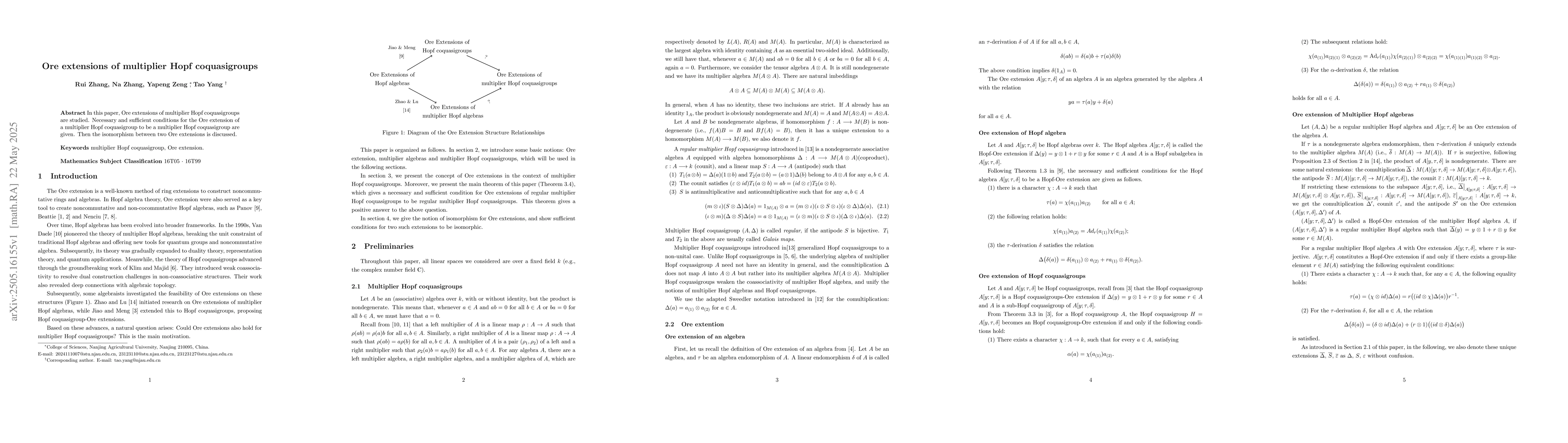 Thumbnail for Ore extensions of multiplier Hopf coquasigroups