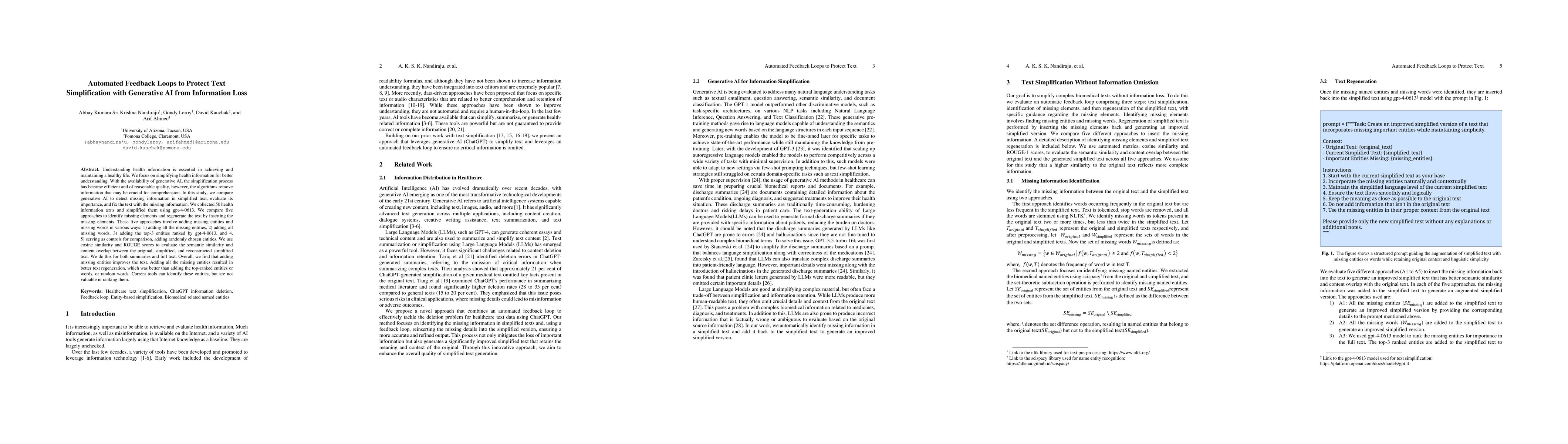 Thumbnail for Automated Feedback Loops to Protect Text Simplification with Generative
  AI from Information Loss