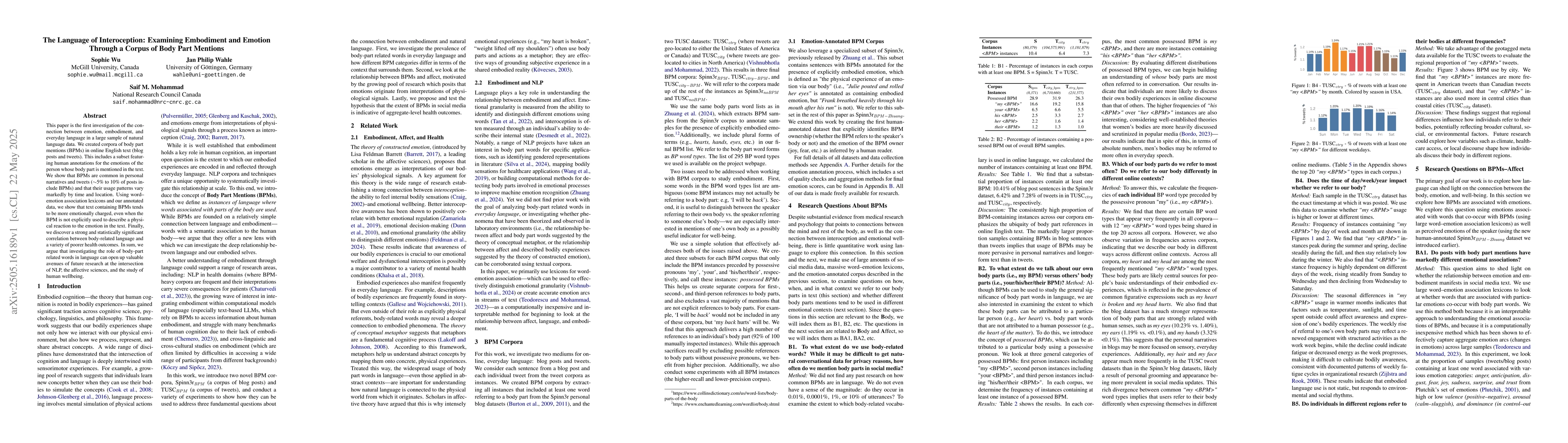 Thumbnail for The Language of Interoception: Examining Embodiment and Emotion Through
  a Corpus of Body Part Mentions