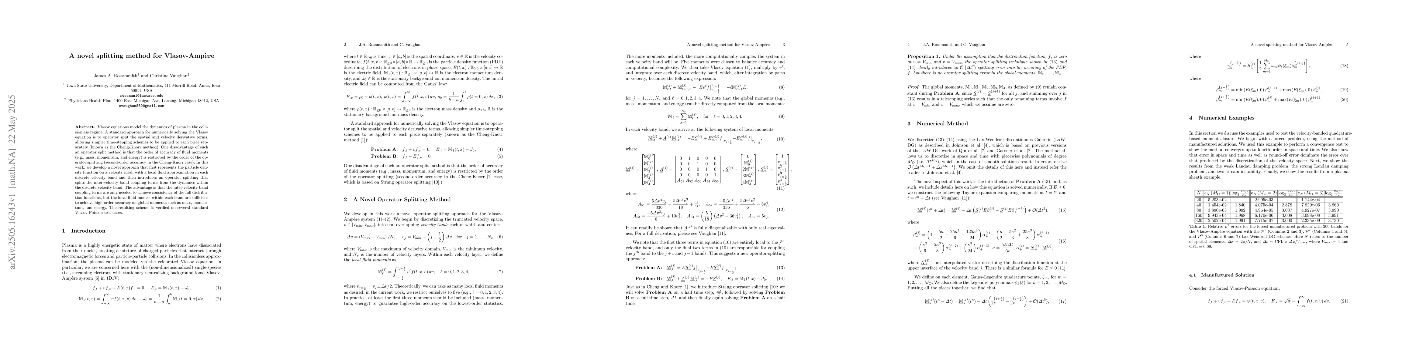Thumbnail for A novel splitting method for Vlasov-Ampere