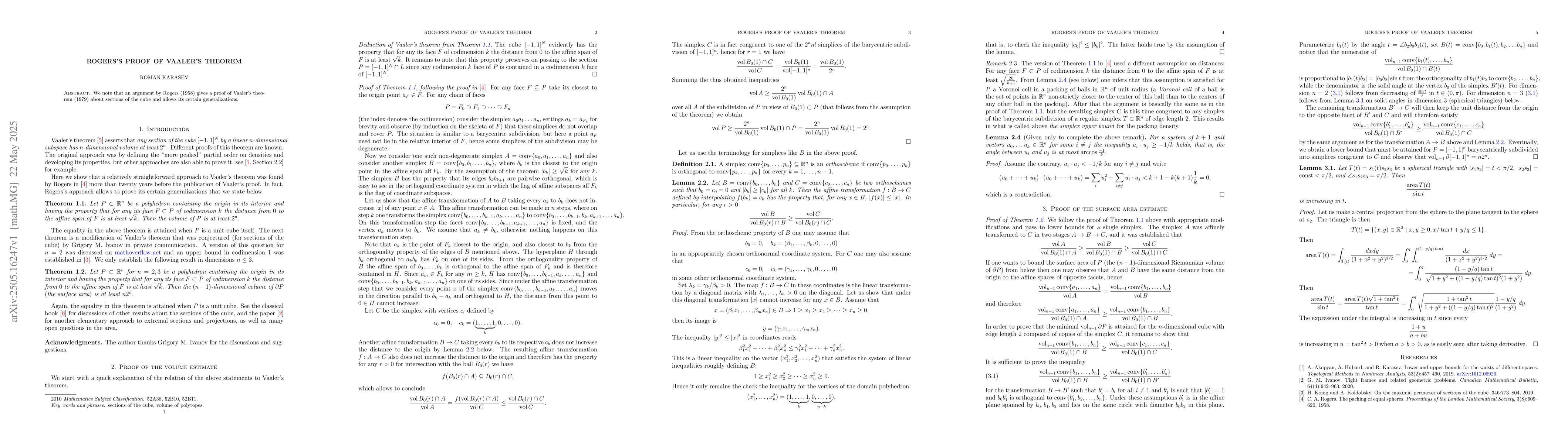 Thumbnail for Rogers's proof of Vaaler's theorem
