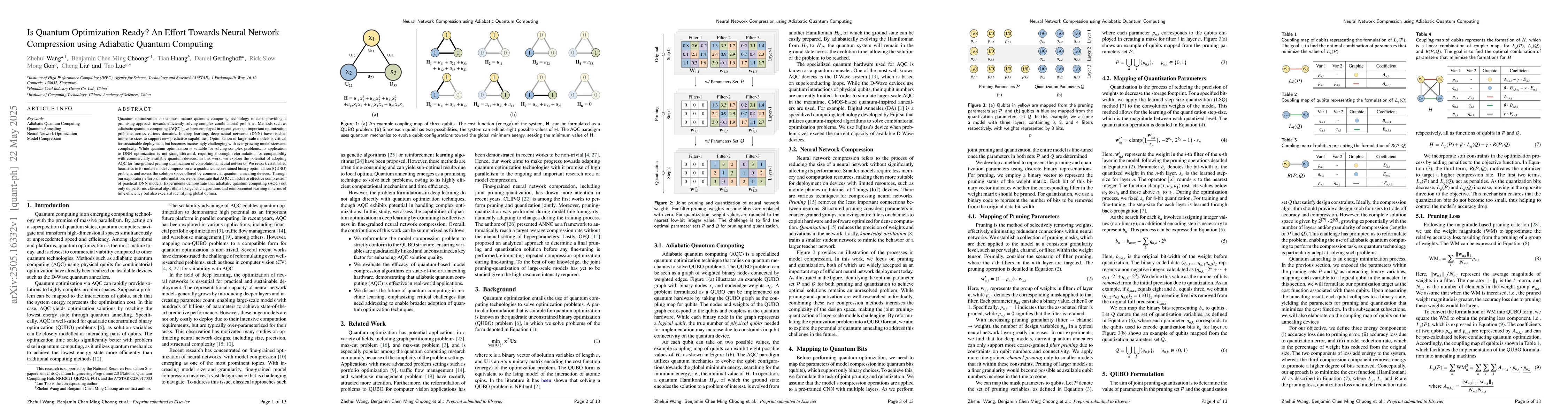 Thumbnail for Is Quantum Optimization Ready? An Effort Towards Neural Network
  Compression using Adiabatic Quantum Computing