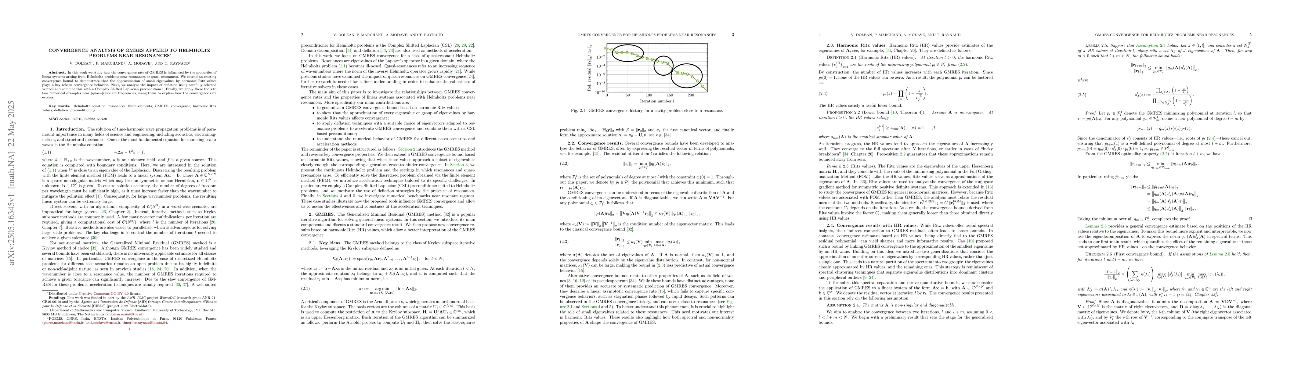 Thumbnail for Convergence analysis of GMRES applied to Helmholtz problems near
  resonances