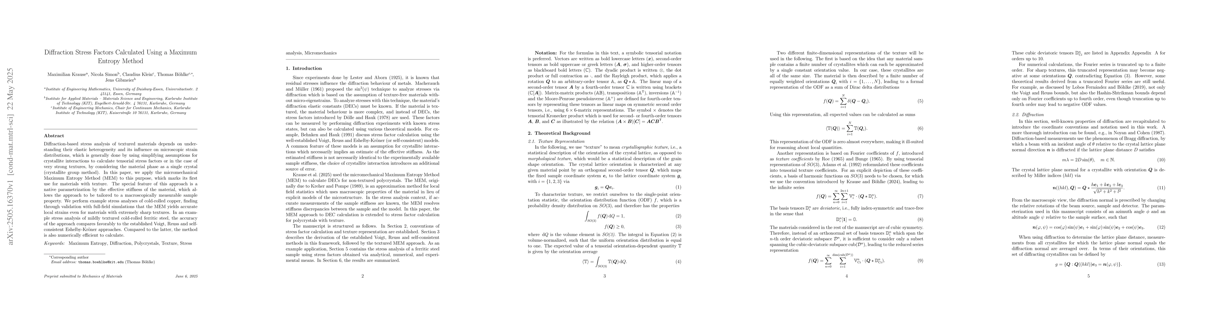 Thumbnail for Diffraction Stress Factors Calculated Using a Maximum Entropy Method
