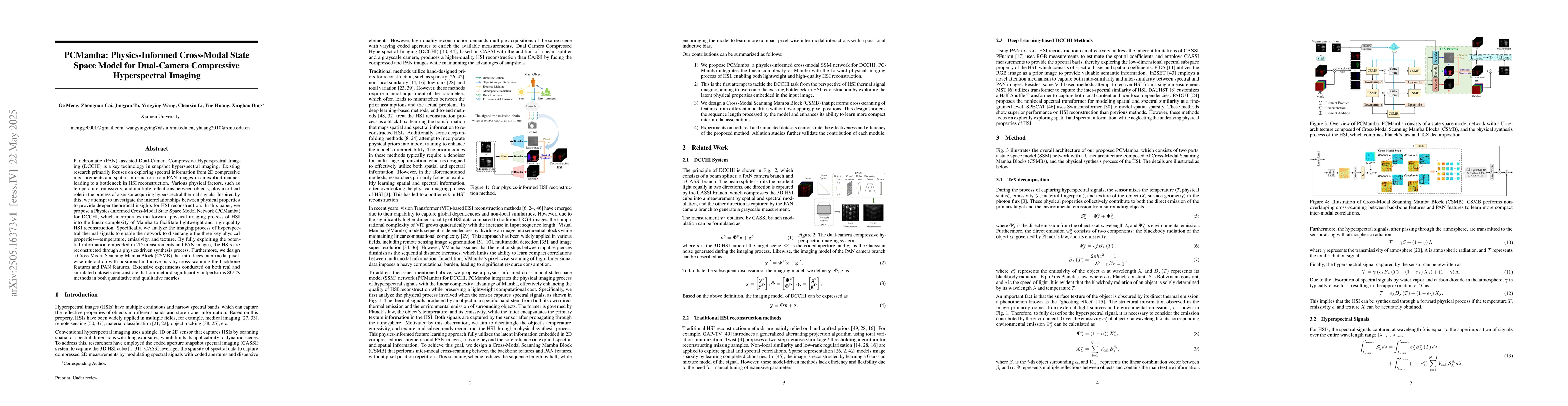 Thumbnail for PCMamba: Physics-Informed Cross-Modal State Space Model for Dual-Camera
  Compressive Hyperspectral Imaging