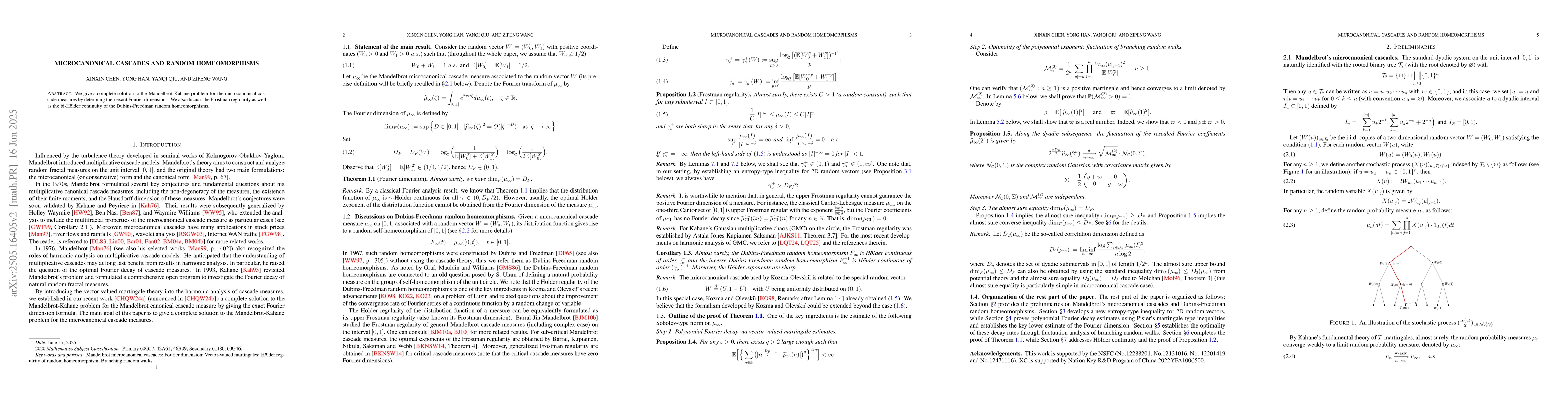 Thumbnail for Micro-canonical cascades and random homeomorphisms