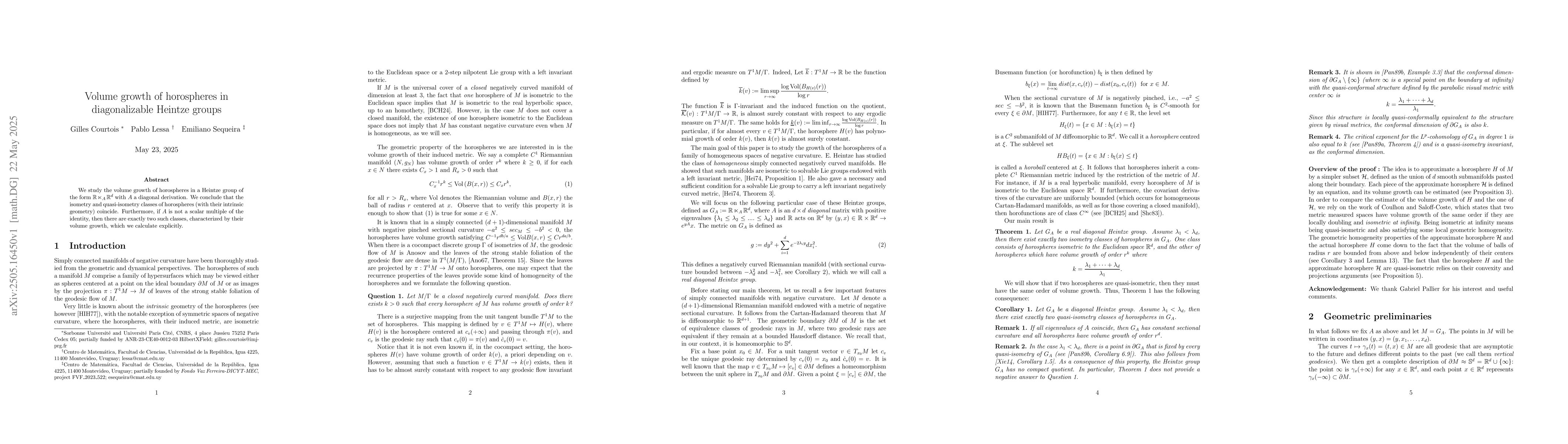 Thumbnail for Volume growth of horospheres in diagonalizable Heintze groups