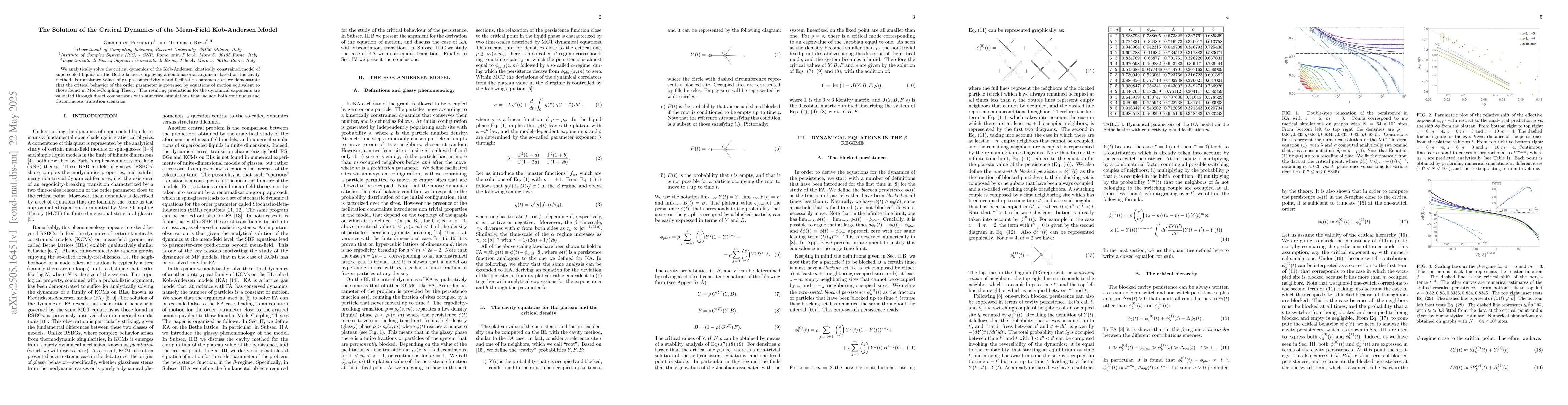 Thumbnail for The Solution of the Critical Dynamics of the Mean-Field Kob-Andersen
  Model