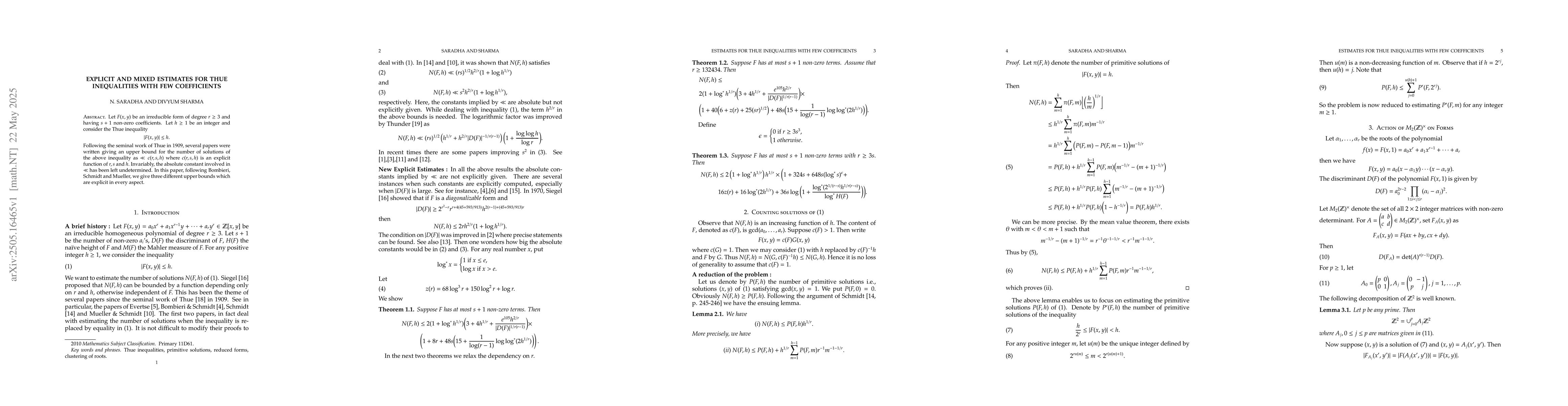 Thumbnail for Explicit and Mixed Estimates for Thue inequalities with few coefficients