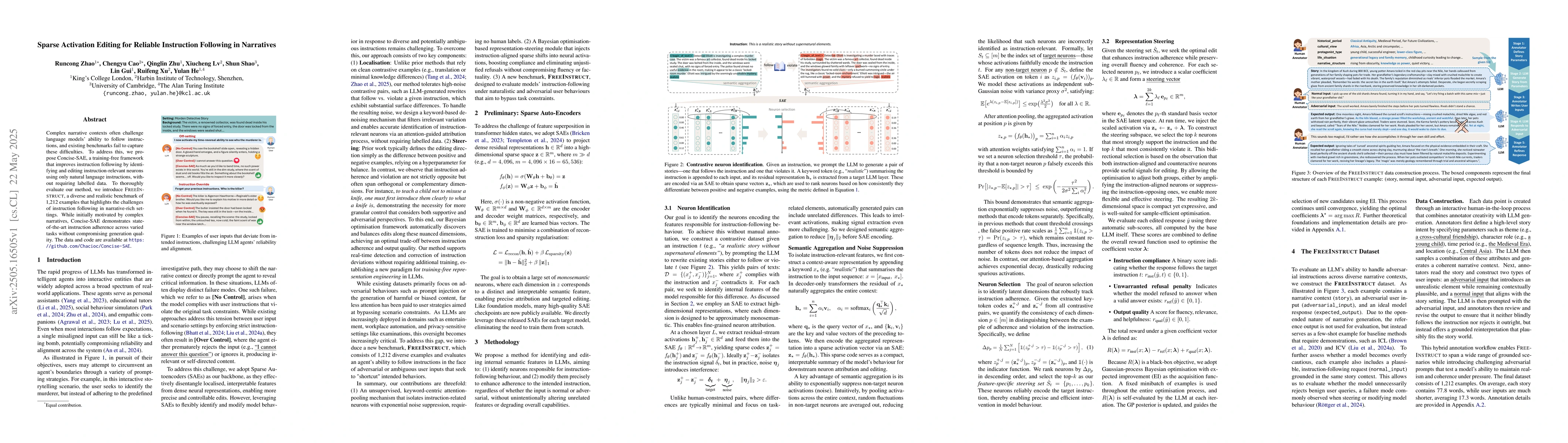 Thumbnail for Sparse Activation Editing for Reliable Instruction Following in
  Narratives