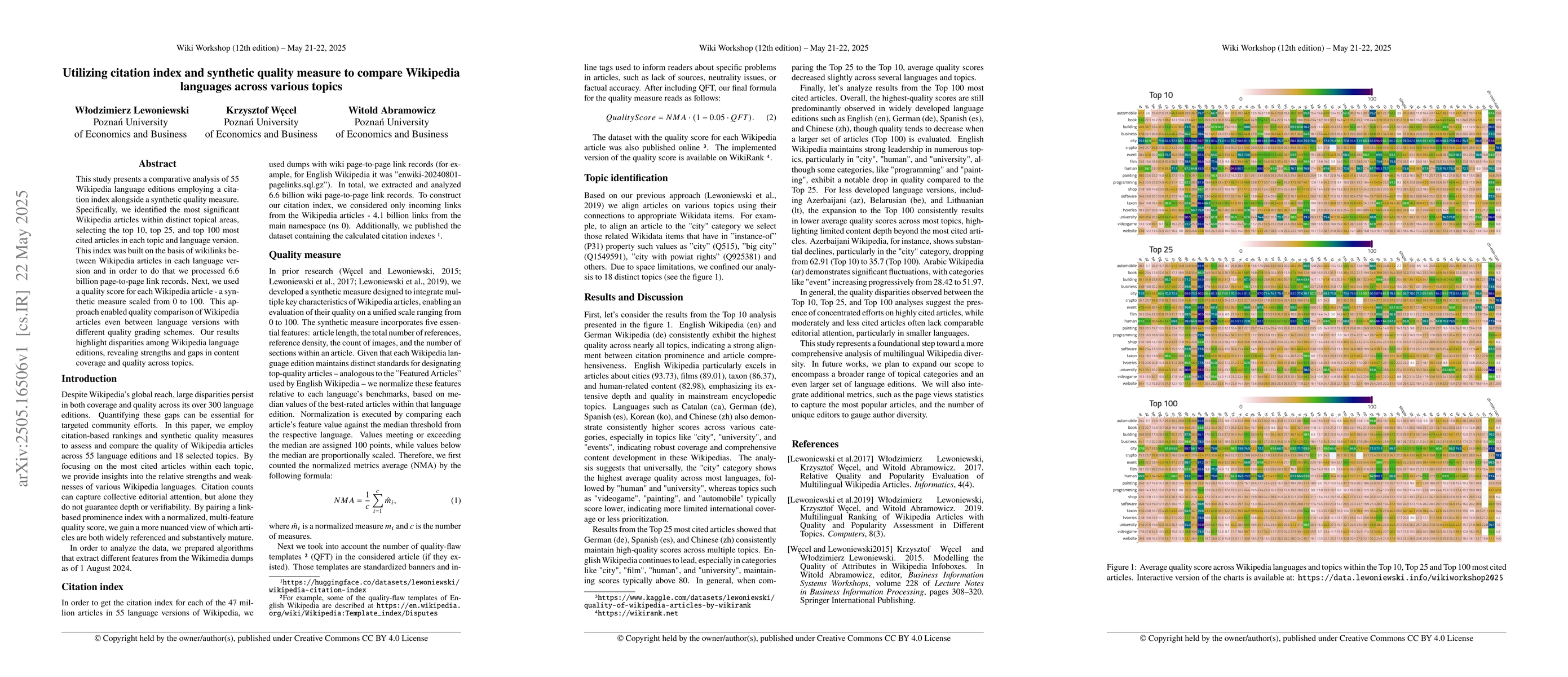 Thumbnail for Utilizing citation index and synthetic quality measure to compare
  Wikipedia languages across various topics