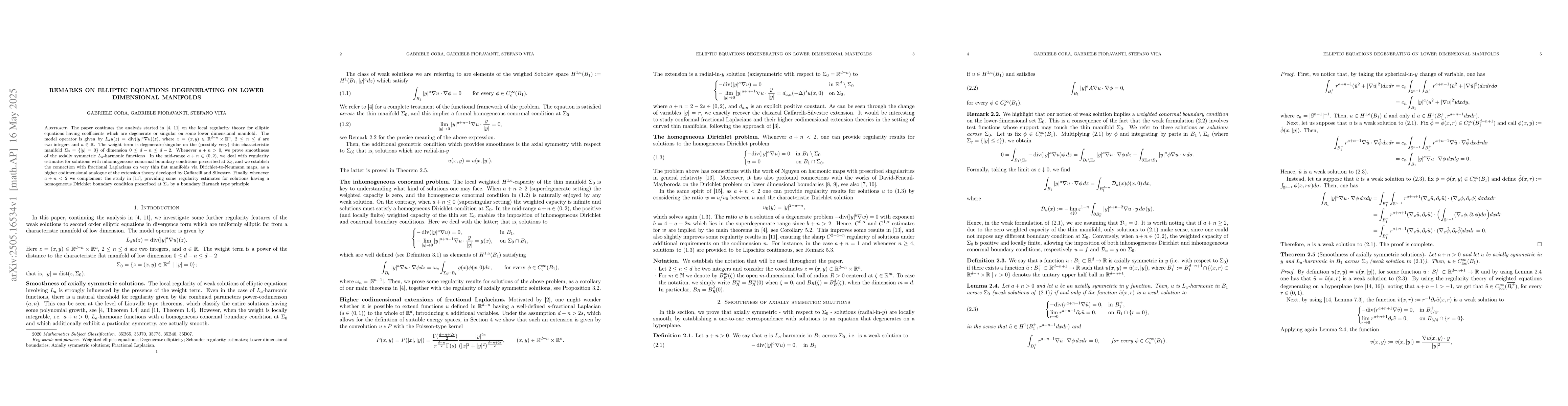 Thumbnail for Remarks on elliptic equations degenerating on lower dimensional
  manifolds