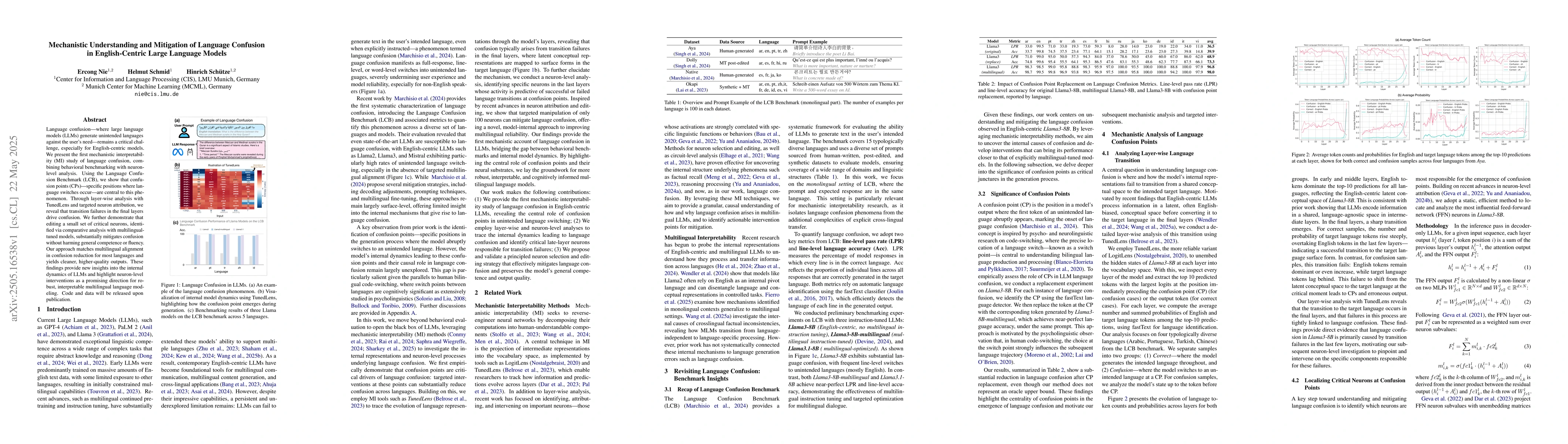 Thumbnail for Mechanistic Understanding and Mitigation of Language Confusion in
  English-Centric Large Language Models