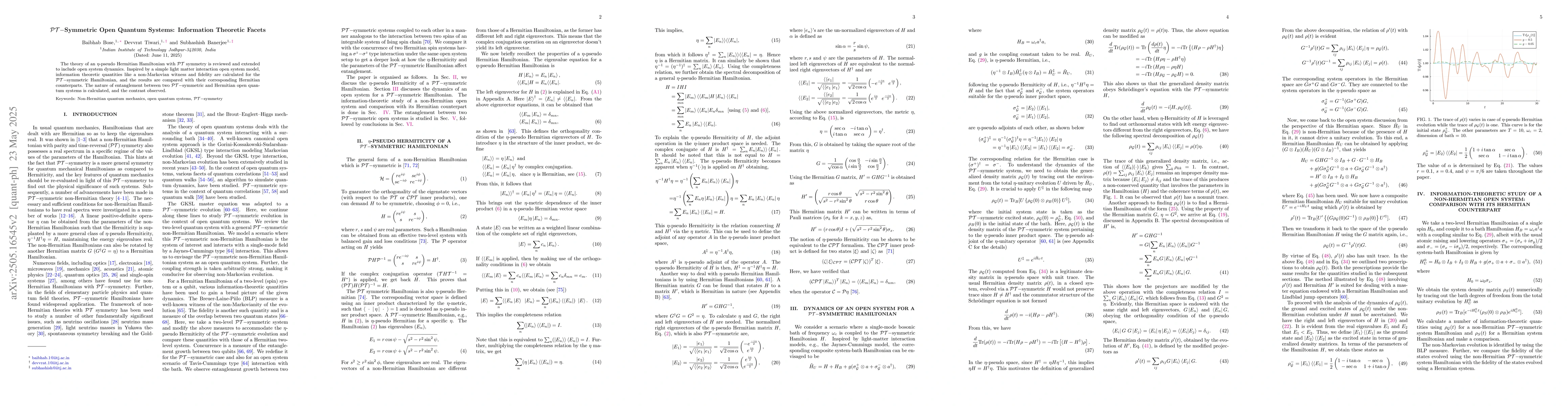 Thumbnail for $\mathcal{PT-}$Symmetric Open Quantum Systems: Information Theoretic
  Facets