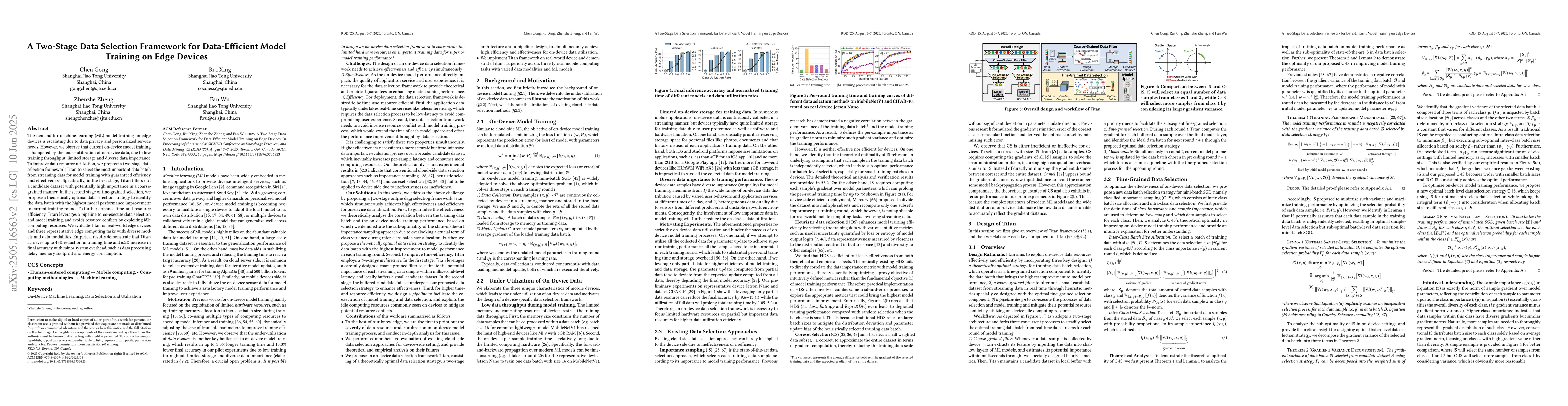 Thumbnail for A Two-Stage Data Selection Framework for Data-Efficient Model Training
  on Edge Devices