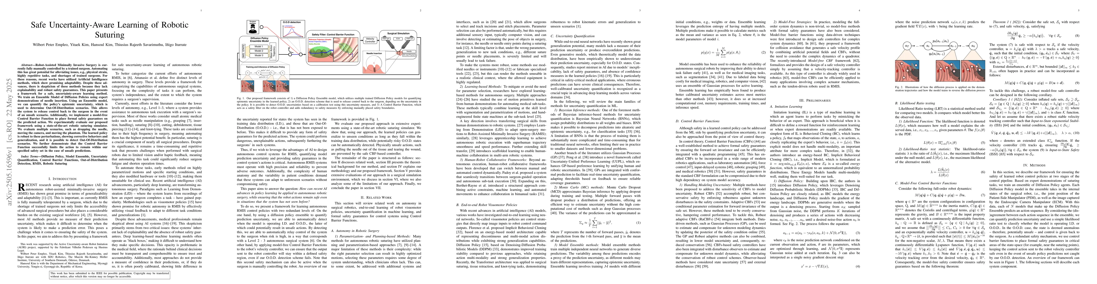 Thumbnail for Safe Uncertainty-Aware Learning of Robotic Suturing