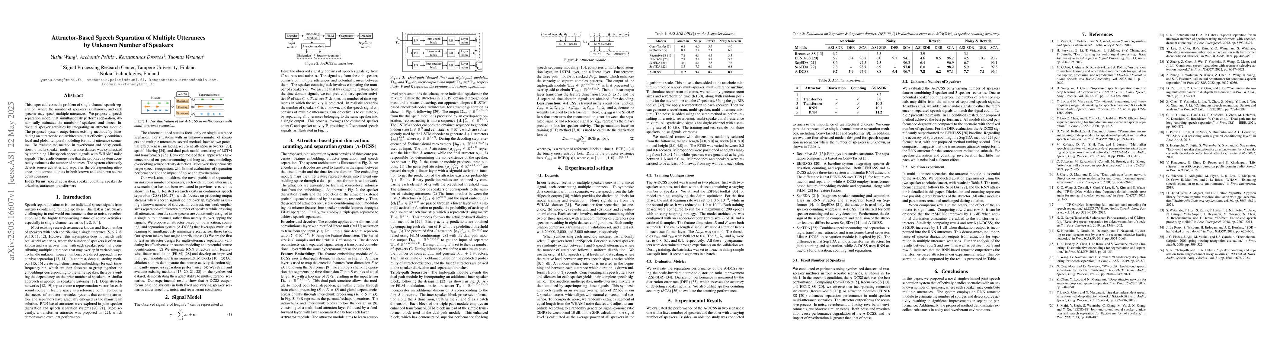 Thumbnail for Attractor-Based Speech Separation of Multiple Utterances by Unknown
  Number of Speakers