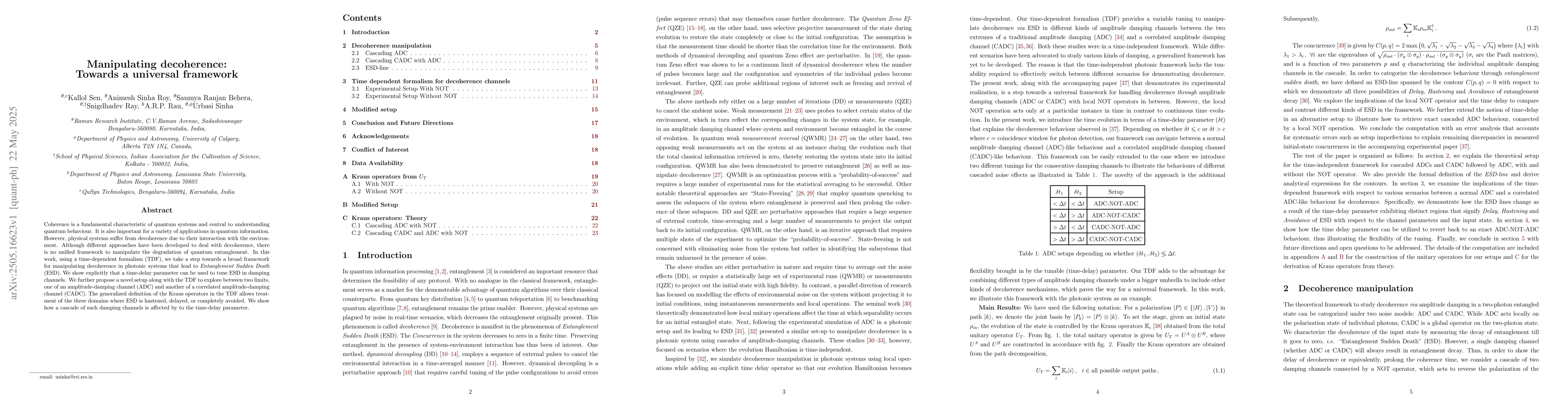 Thumbnail for Manipulating decoherence: Towards a universal framework