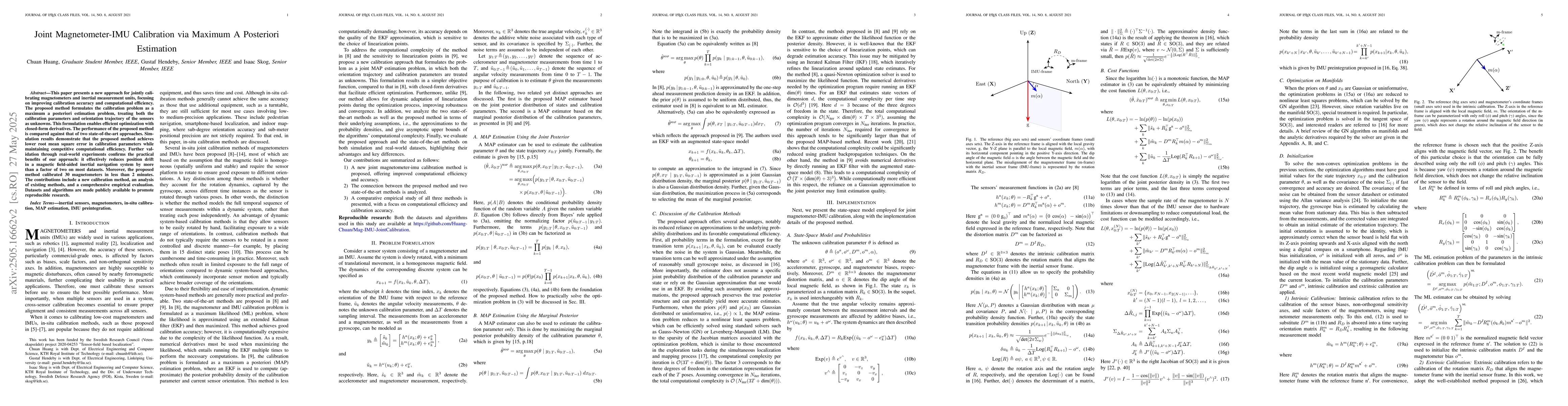 Thumbnail for Joint Magnetometer-IMU Calibration via Maximum A Posteriori Estimation