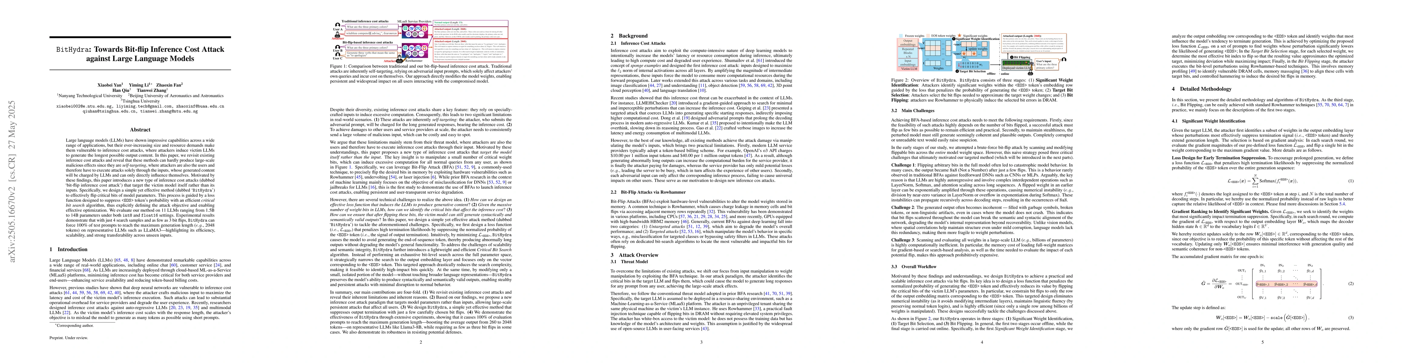 Thumbnail for BitHydra: Towards Bit-flip Inference Cost Attack against Large Language
  Models
