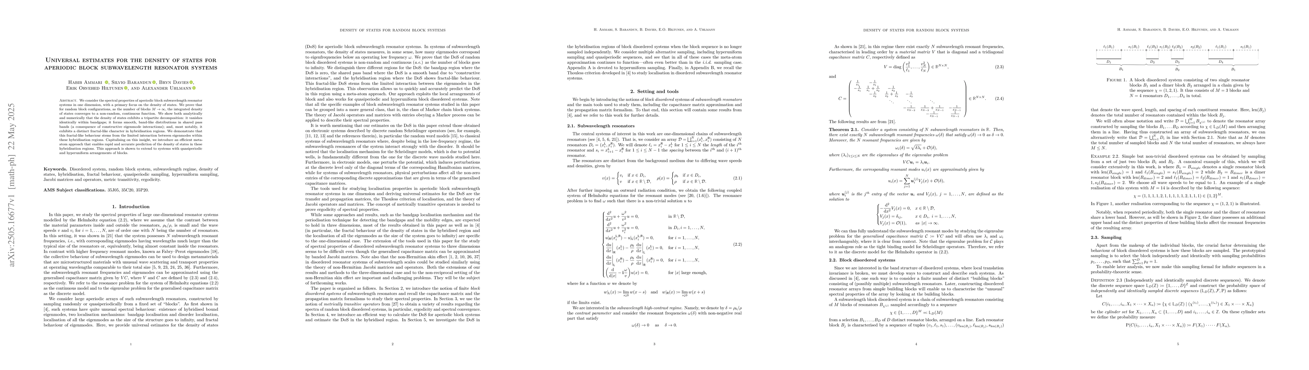 Thumbnail for Universal estimates for the density of states for aperiodic block
  subwavelength resonator systems