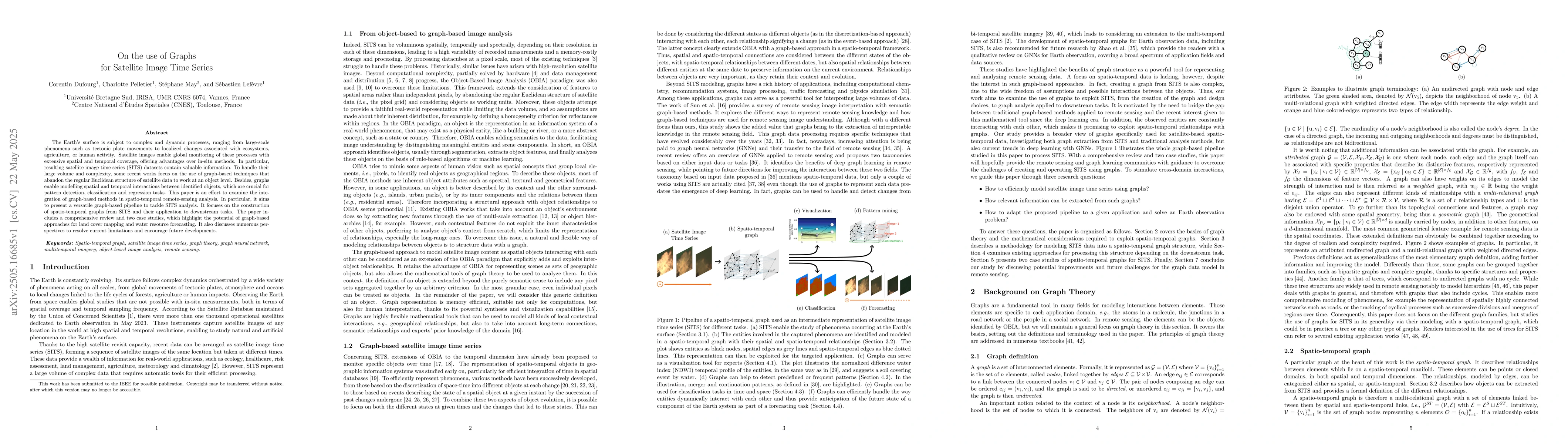 Thumbnail for On the use of Graphs for Satellite Image Time Series
