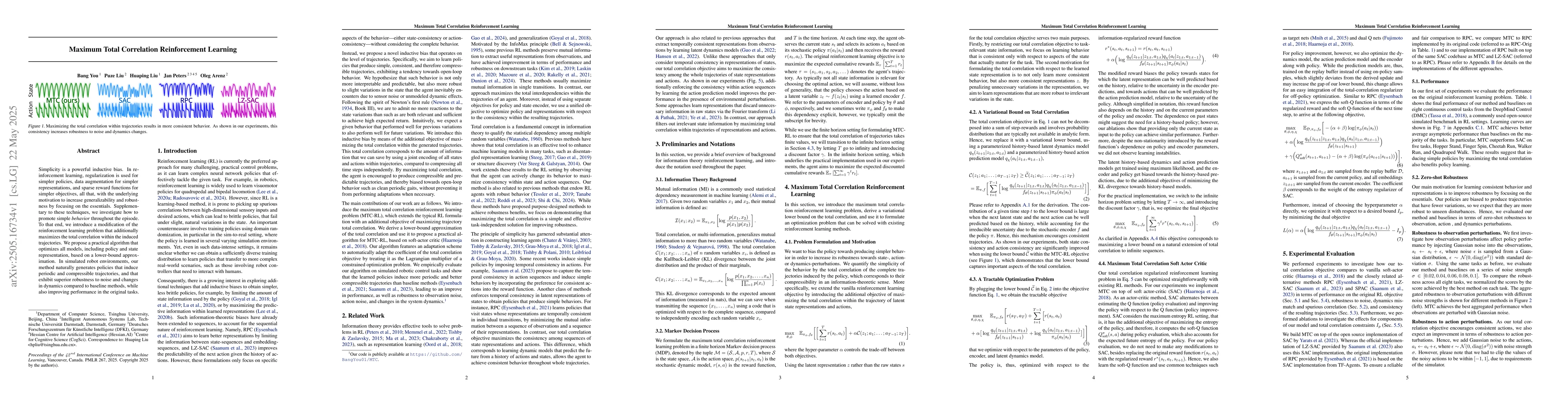 Thumbnail for Maximum Total Correlation Reinforcement Learning