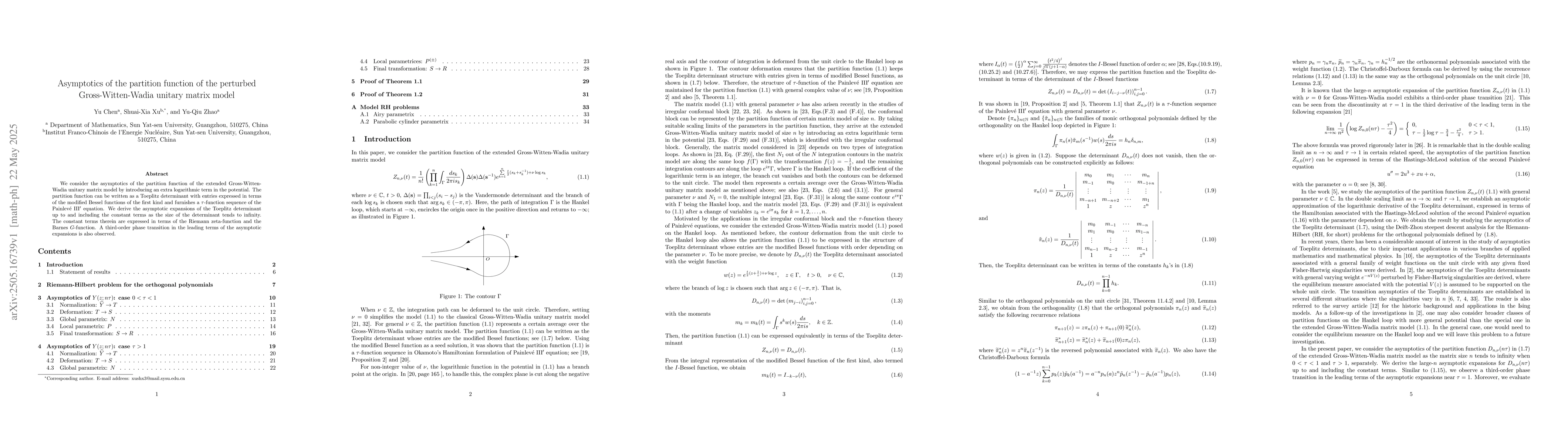 Thumbnail for Asymptotics of the partition function of the perturbed
  Gross-Witten-Wadia unitary matrix model