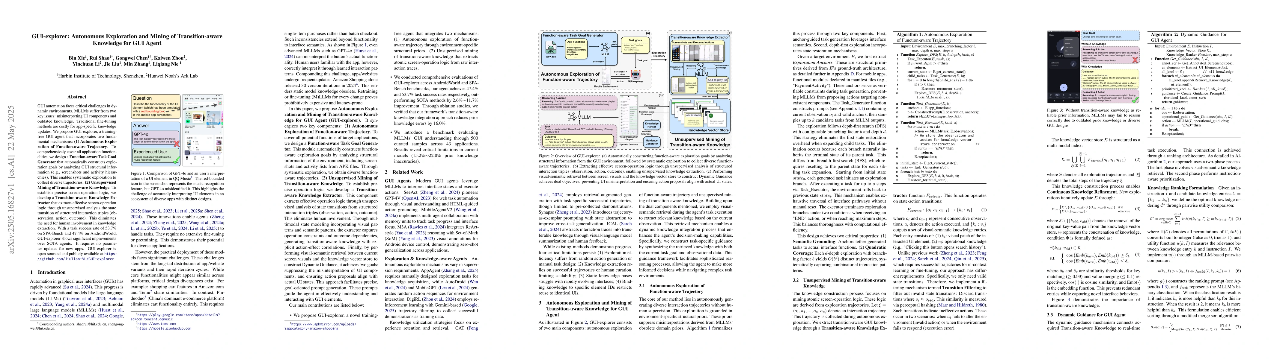 Thumbnail for GUI-explorer: Autonomous Exploration and Mining of Transition-aware
  Knowledge for GUI Agent