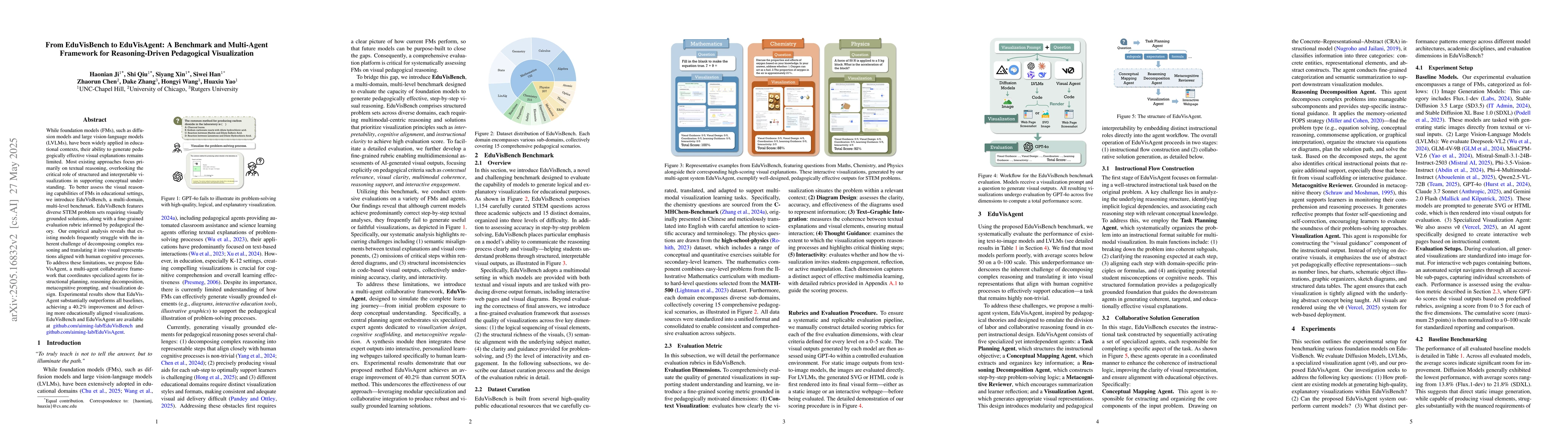 Thumbnail for From EduVisBench to EduVisAgent: A Benchmark and Multi-Agent Framework
  for Reasoning-Driven Pedagogical Visualization