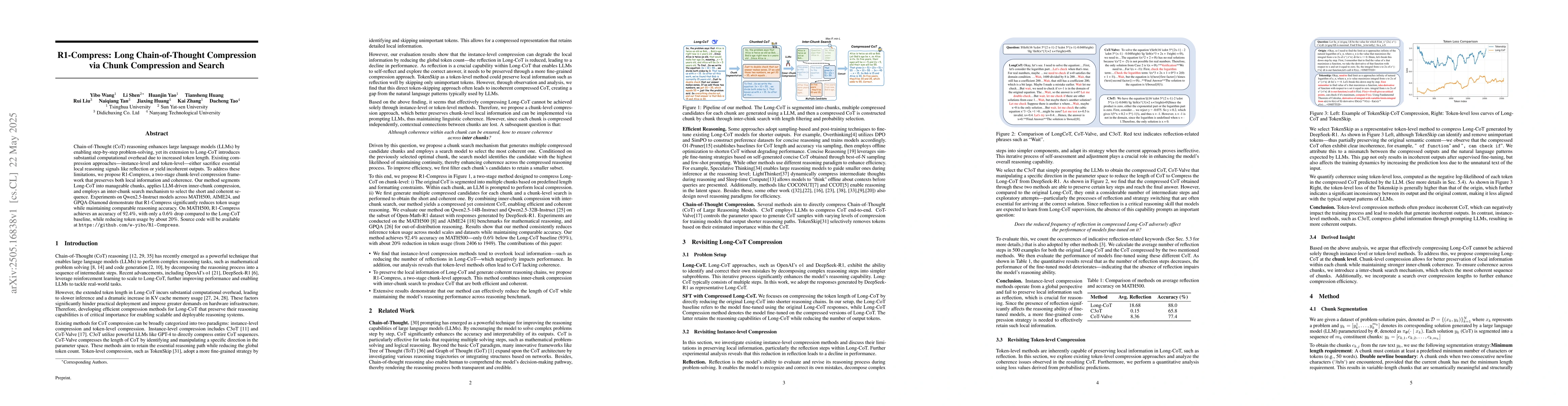 Thumbnail for R1-Compress: Long Chain-of-Thought Compression via Chunk Compression and
  Search