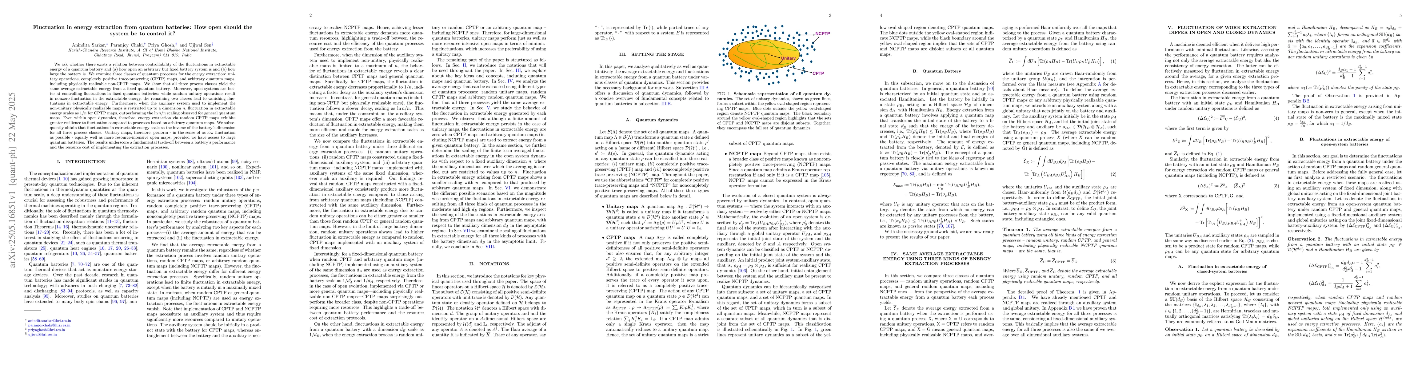 Thumbnail for Fluctuation in energy extraction from quantum batteries: How open should
  the system be to control it?