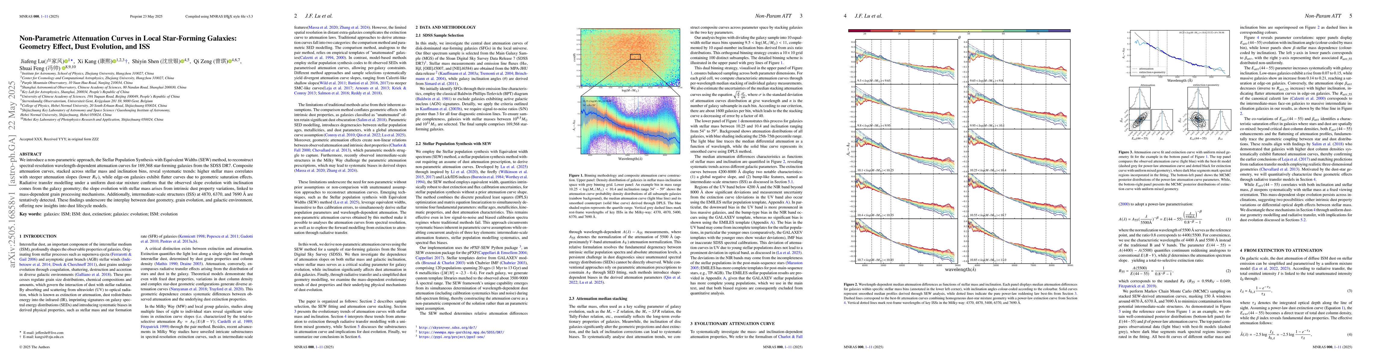 Thumbnail for Non-Parametric Attenuation Curves in Local Star-Forming Galaxies:
  Geometry Effect, Dust Evolution, and ISS