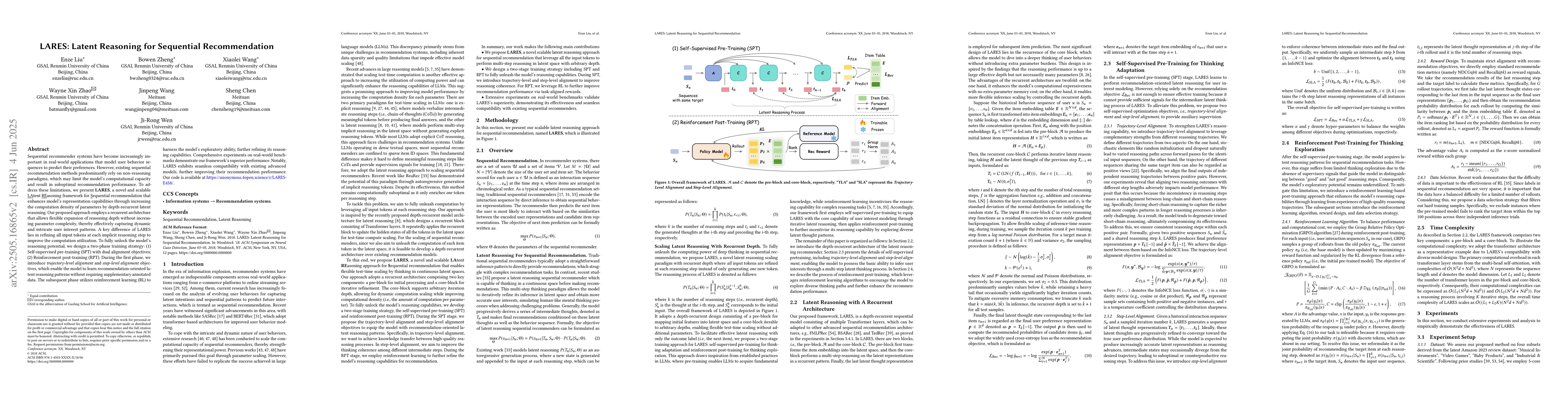 Thumbnail for LARES: Latent Reasoning for Sequential Recommendation
