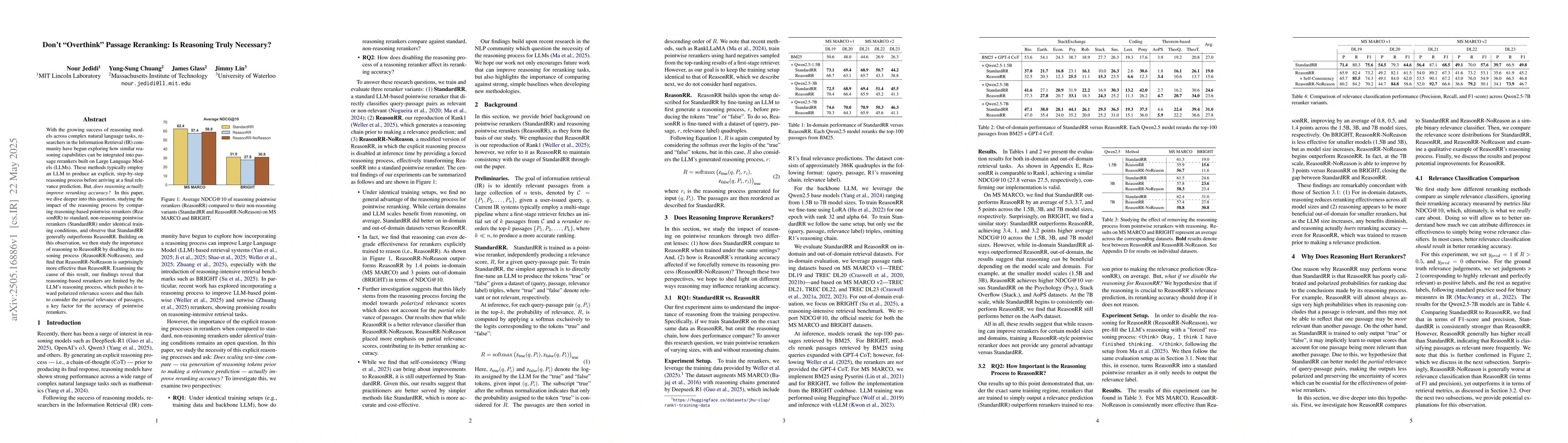 Thumbnail for Don't "Overthink" Passage Reranking: Is Reasoning Truly Necessary?