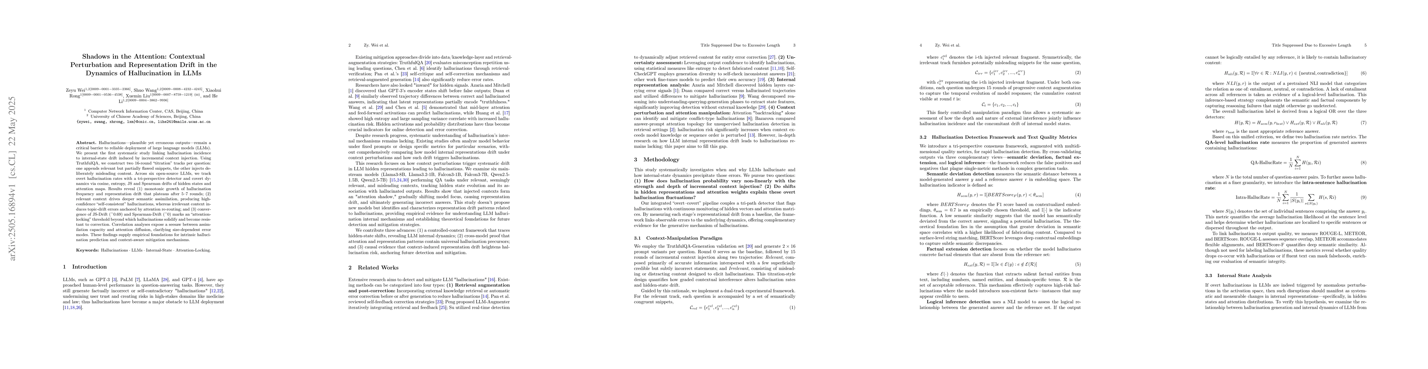 Thumbnail for Shadows in the Attention: Contextual Perturbation and Representation
  Drift in the Dynamics of Hallucination in LLMs