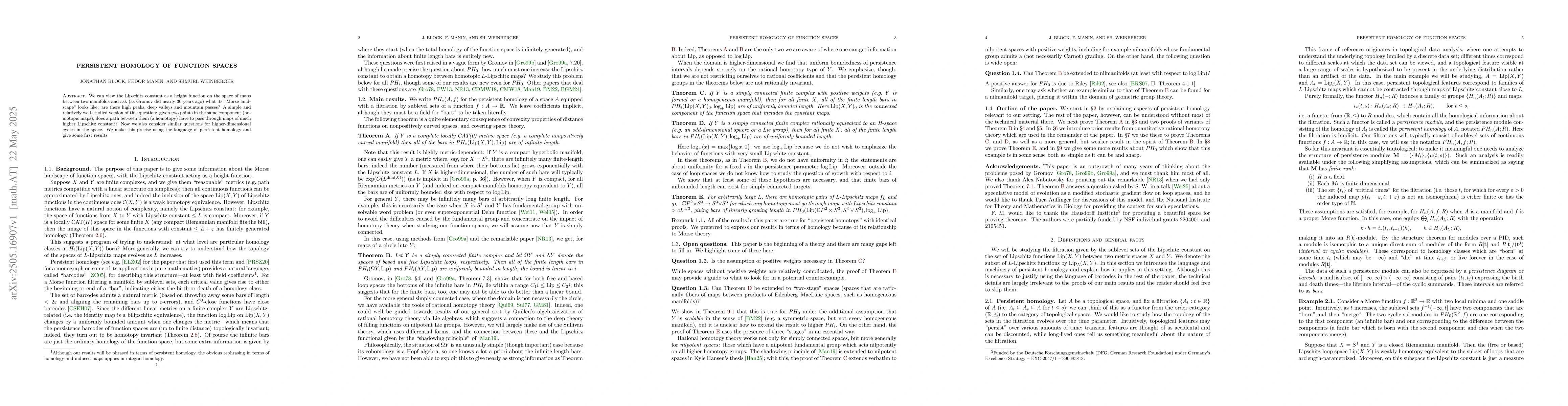 Thumbnail for Persistent homology of function spaces