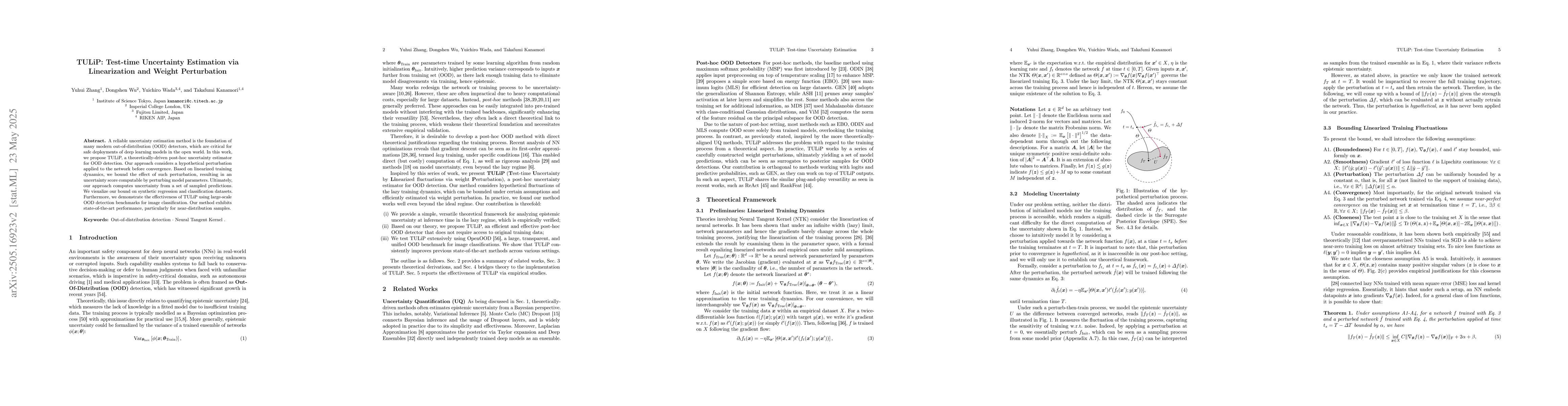 Thumbnail for TULiP: Test-time Uncertainty Estimation via Linearization and Weight
  Perturbation