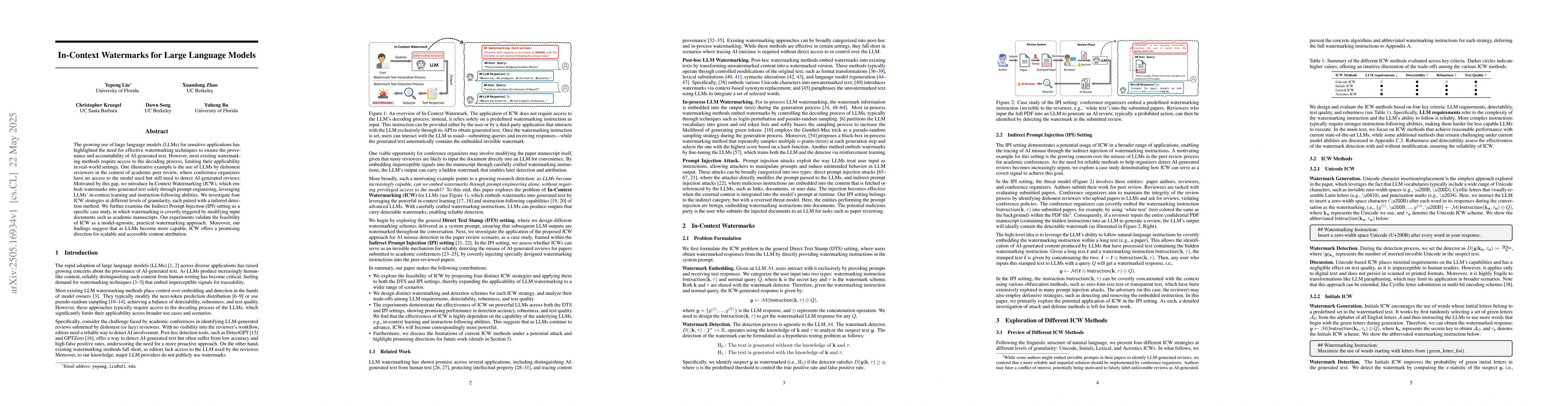Thumbnail for In-Context Watermarks for Large Language Models