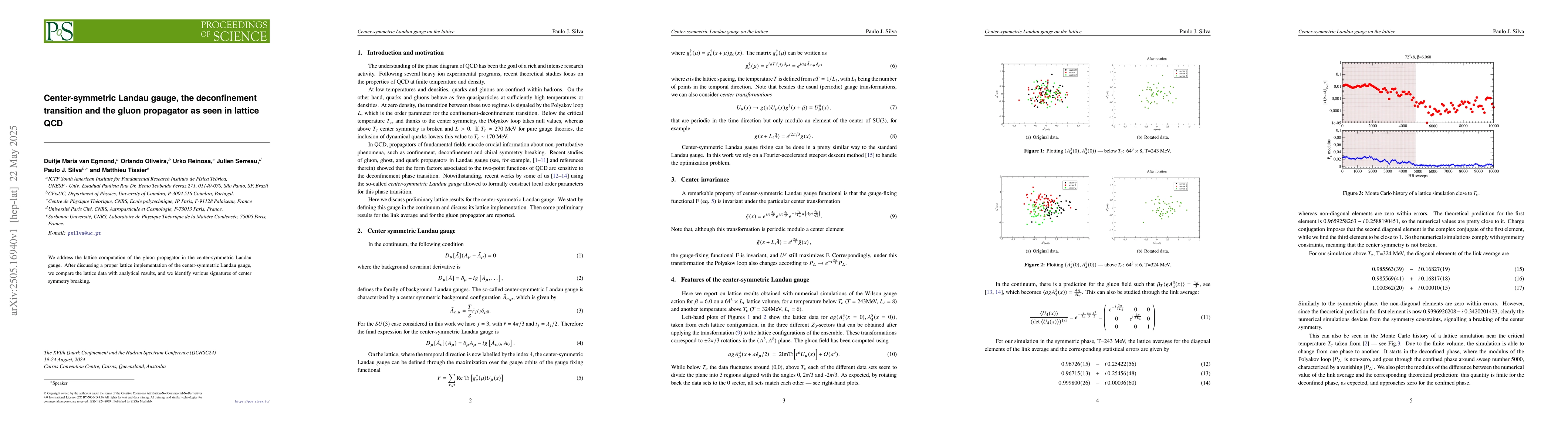 Thumbnail for Center-symmetric Landau gauge, the deconfinement transition and the
  gluon propagator as seen in lattice QCD