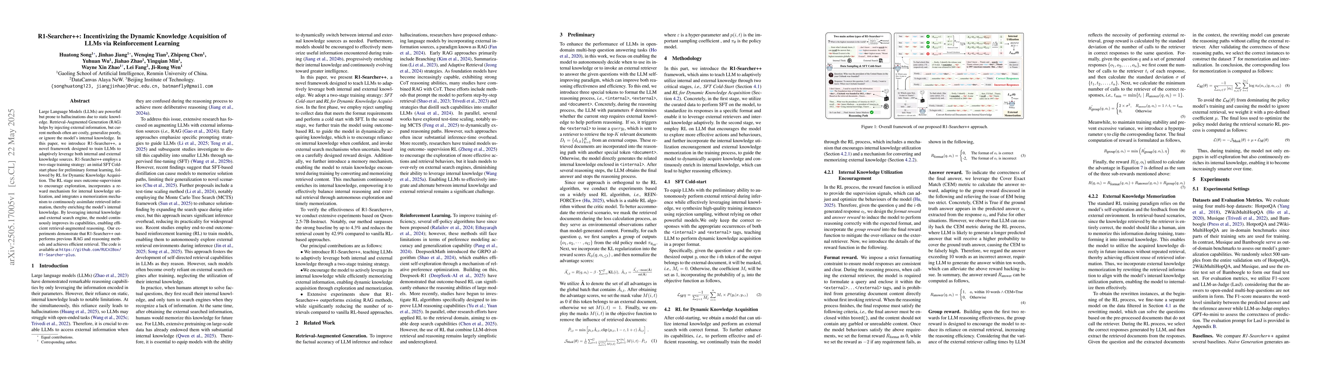 Thumbnail for R1-Searcher++: Incentivizing the Dynamic Knowledge Acquisition of LLMs
  via Reinforcement Learning
