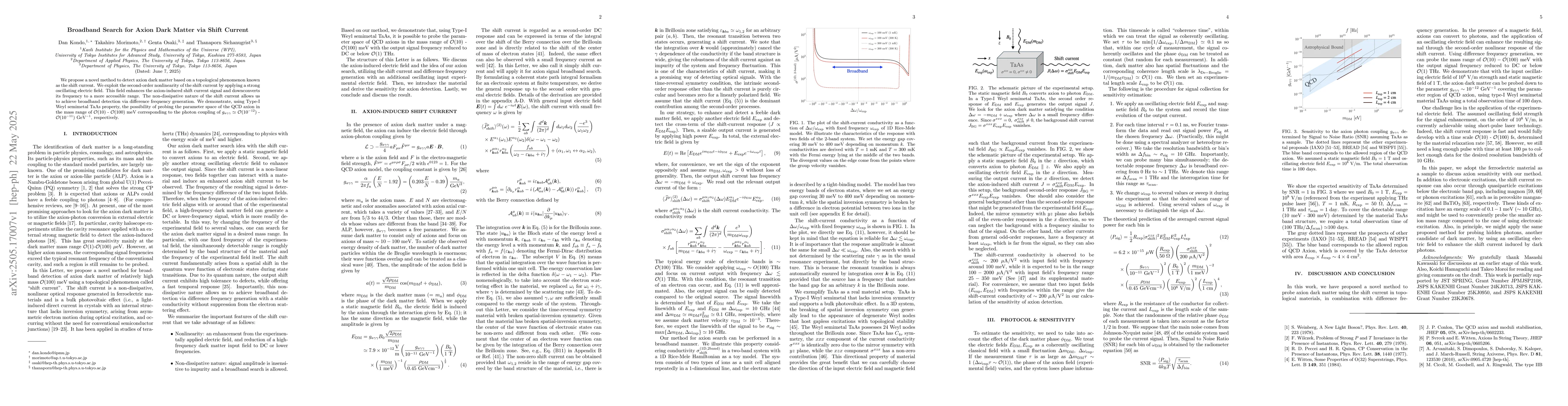 Thumbnail for Broadband Search for Axion Dark Matter via Shift Current