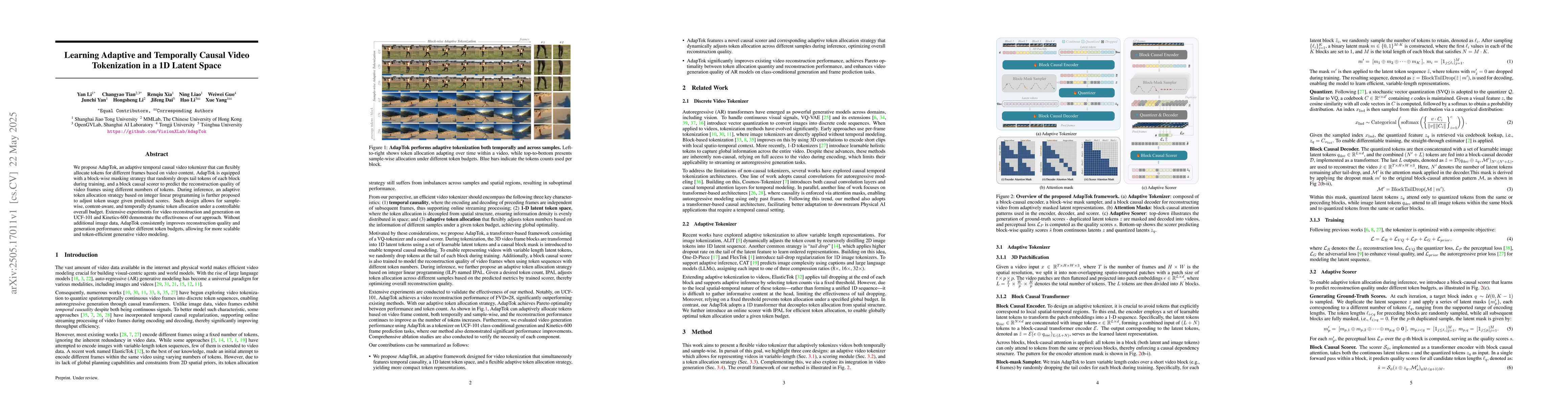 Thumbnail for Learning Adaptive and Temporally Causal Video Tokenization in a 1D
  Latent Space