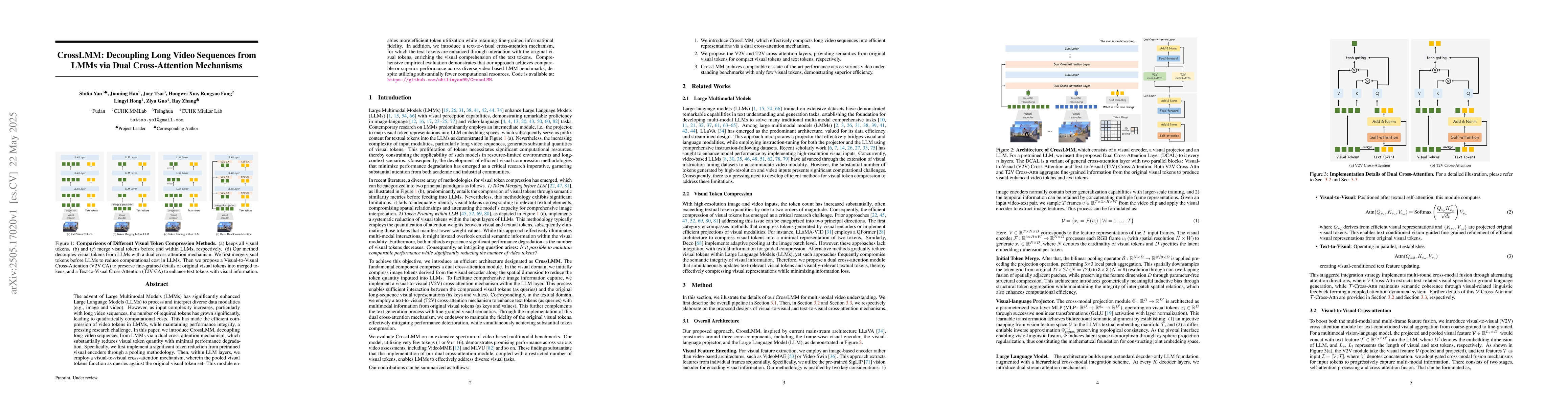 Thumbnail for CrossLMM: Decoupling Long Video Sequences from LMMs via Dual
  Cross-Attention Mechanisms