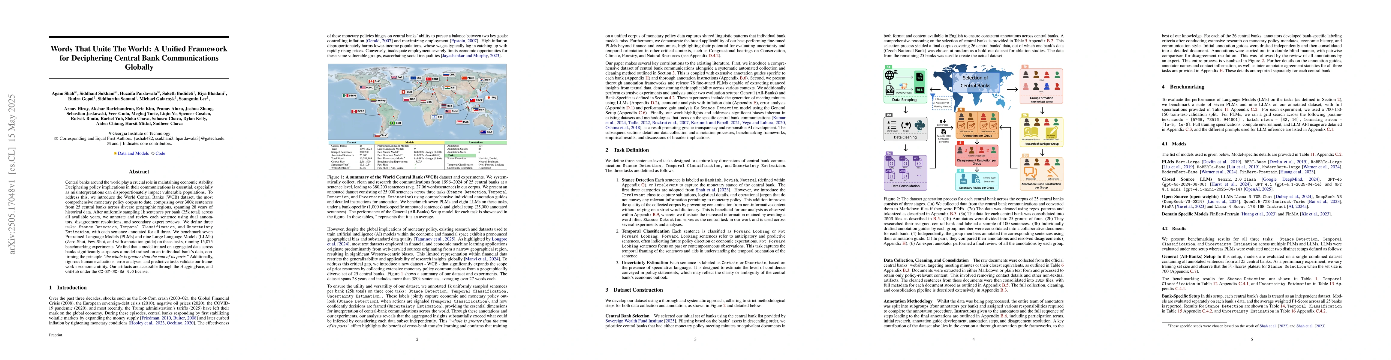 Thumbnail for Words That Unite The World: A Unified Framework for Deciphering Central
  Bank Communications Globally